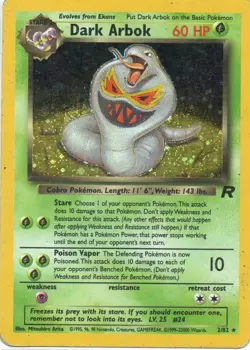 Pokemon: Team Rocket: Unlimited Holofoil Dark Arbok: Moderately Played Condition - Image 1