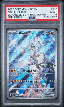 2025 Pokemon PSA 9 N's Reshiram 167/159 Journey Together IR Stamped Enhanced Box - Image 4