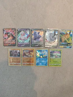 Pokemon TCG Card Bundle x9 - Mew V, Houndoom V, Raichu GX and more - Image 1