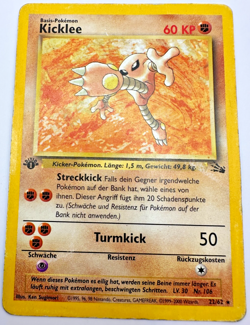 Pokemon Karte TCG Kicklee 22/62 1. Fossil No Holo Rare Vintage WOTC GD DE - Image 1