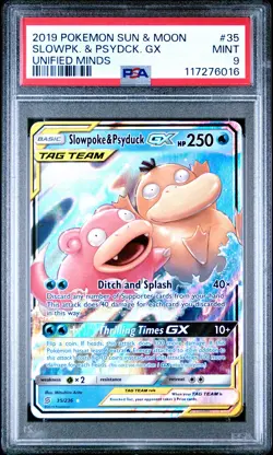 2019 POKEMON SUN & MOON UNIFIED MINDS #35 SLOWPOKE & PSYDUCK GX PSA 9 - Image 1