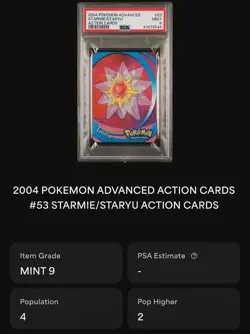 2004 POKEMON ADVANCED Staryu / Starmie ACTION CARDS LENTICULAR • PSA 9 - POP 4 - Image 2