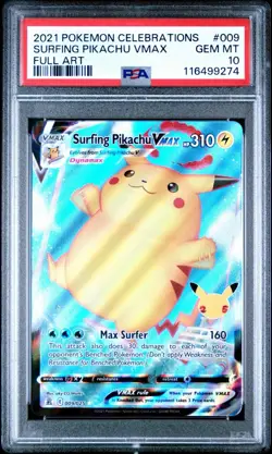PSA 10 Surfing Pikachu Vmax 009 Pokemon Celebrations 2021 Full Art - Image 1