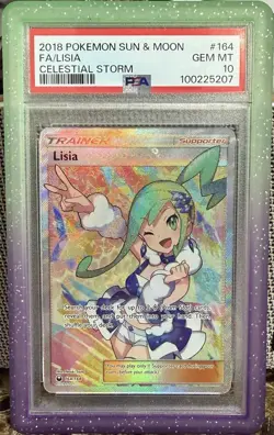2018 Pokemon Lisia Full Art 164/168 PSA 10 Gem Mint Sun & Moon Celestial Storm - Image 1