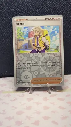 Pokemon TCG Scarlet & Violet Base Set Arven Card 166/198 Reverse Holo - Image 1