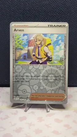 Pokemon TCG Scarlet & Violet Base Set Arven Card 166/198 Reverse Holo - Image 1