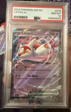 PSA 10 Latias ex : Pokemon : Sv08: Surging Sparks 2024 : 076/191 : GEM MINT - Image 1