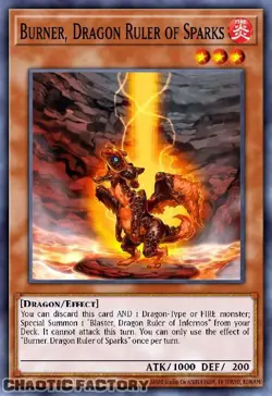 YUGIOH BLMM-EN123 Burner, Dragon Ruler of Sparks Secret Rare 1st Edition NM - Image 1