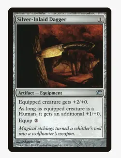 Silver-Inlaid Dagger #233 Innistrad (ISD) Magic Card in Protective Sleeve - Image 1