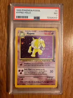 1999 POKEMON FOSSIL HYPNO HOLO 8/62 PSA 7 - Image 1