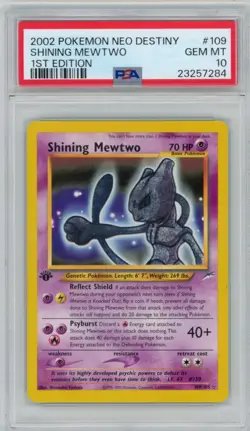 2002 Pokemon Neo Destiny Shining Mewtwo 109/105 1st Edition PSA 10 *LOW POP* - Image 1