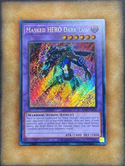 Yugioh Masked HERO Dark Law RA01-EN025 Secret Rare 1st Ed NM - Image 1