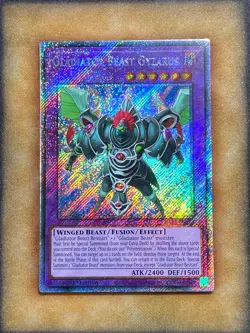 Yugioh Gladiator Beast Gyzarus RA03-EN198 Platinum Secret Rare 1st Ed NM - Image 1