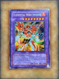 Yugioh Elemental Hero Inferno PP02-EN010 Secret Rare LP - Image 1