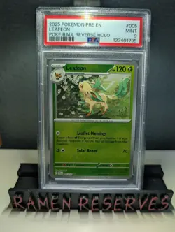 Pokemon Prismatic Evolutions Leafeon Card 005/131 Reverse Holo Pokeball - Image 1