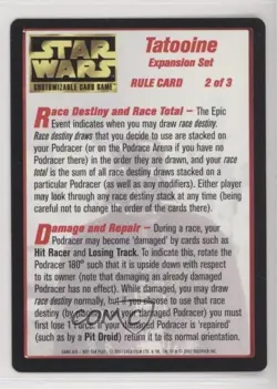 2001 Star Wars Customizable Game: Tatooine Expansion Set Rule Card (Light Side) - Image 1