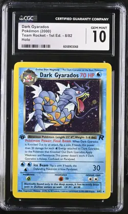 CGC 10 GEM MINT Dark Gyarados Team Rocket 1st Edition 8/82 Holo Pokemon Card - Image 1