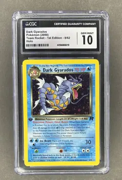 CGC 10 GEM MINT Dark Gyarados Team Rocket 1st Edition 8/82 Holo Pokemon Card - Image 1