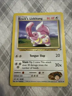 Pokemon TCG Brock's Lickitung Gym Heroes 41/132 Unlimited Card + Primeape 43/64 - Image 2