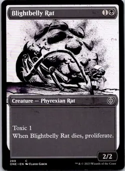 Magic the Gathering HP Blightbelly Rat Showcase Phyrexia: All Will Be One MTG - Image 1