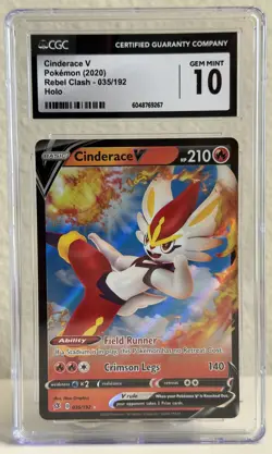 Pokemon | Cinderace V 035/192 Holo | Rebel Clash | CGC Gem Mint 10 | Graded Card - Image 1