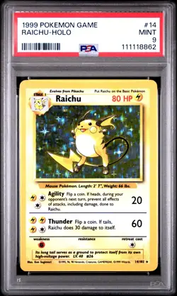 1999 Pokemon Game Raichu-Holo PSA 9 - Image 1