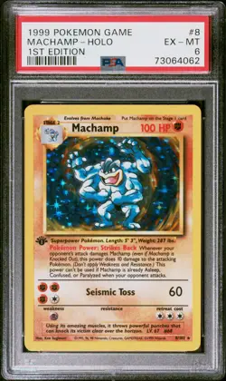 1999 Pokemon Game Machamp-Holo 1st Edition PSA 6 - Image 1