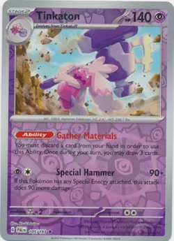 Lightly Played, English Pokemon Tinkaton - 105/193 - Holo Rare - Reverse Holo SV - Image 1