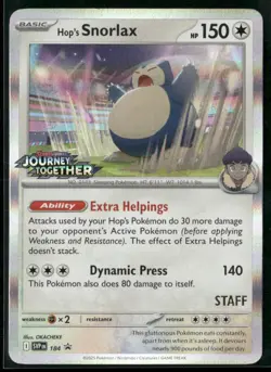 Snorlax SVP 184 STAFF - Pokemon TCG Pre Release Journey Together NM - Image 1