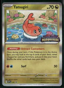 Tatsugiri SVP 118 STAFF - Pokemon TCG Pre Release Promo Twilight Masquerade NM - Image 1