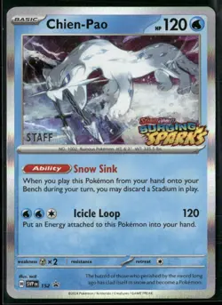 Chien-Pao SVP 152 STAFF - Pokemon TCG Pre Release Promo Surging Sparks NM - Image 1