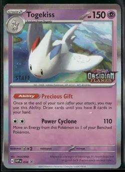Togekiss SVP 038 STAFF - Pokemon TCG Pre Release Promo Obsidian Flames NM - Image 1