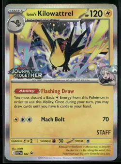 Iono's Kilowattrel SVP 182 STAFF - Pokemon TCG Pre Release Journey Together NM - Image 1