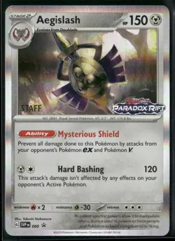 Aegislash 060 STAFF - Pokemon TCG Pre Release Promo Paradox Rift NM - Image 1