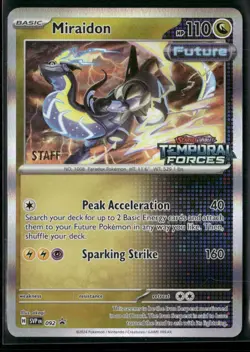 Miraidon SVP 092 STAFF - Pokemon TCG Pre Release Promo Temporal Forces NM - Image 1