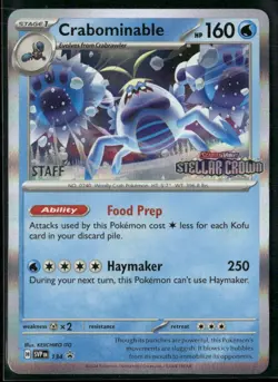 Crabominable SVP 134 STAFF - Pokemon TCG Pre Release Promo Stellar Crown NM - Image 1