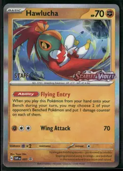 Hawlucha SVP 007 STAFF - Pokemon TCG Pre Release Promo Scarlet & Violet Base NM - Image 1