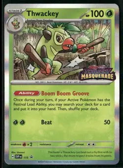 Thwackey SVP 115 STAFF - Pokemon TCG Pre Release Promo Twilight Masquerade NM - Image 1