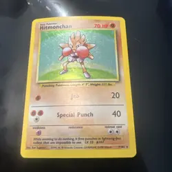 Hitmonchan 7/102 Holo Base Set Pokemon Card - Heavy Played - Image 4