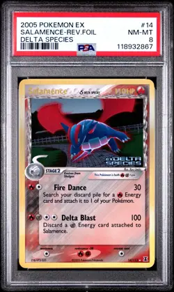 2005 POKEMON EX DELTA SPECIES SALAMENCE #14 REVERSE PSA 8 - Image 1