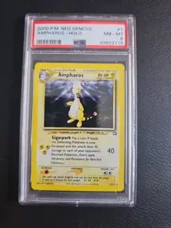 2000 POKEMON NEO GENESIS #1 AMPHAROS-HOLO PSA 8 - Image 1