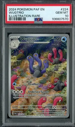 2024 Pokemon PAF EN 224/091 WUGTRIO Illustration Rare PSA 10 Gem Mint - Image 1