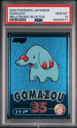 2000 Pokemon Japanese Meiji Promo Blue Foil Gomazou Phanpy PSA 10 POP 1 - Image 1