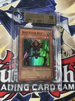 Yugioh BGS 10 Man-Eater Bug LOB-108 1st Edition Super Rare Glossy - Image 1
