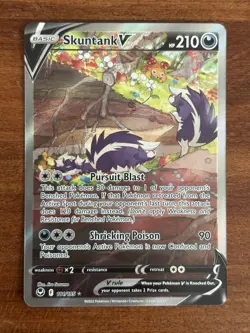 Pokemon Card TCG - Skuntank V 181/195 Alternate Full Art NM Silver Tempest - Image 1