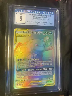 CGC 9 Blastoise & Piplup GX Tag Team Pokemon Card Cosmic Eclipse 253/236 - Image 1