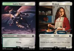 1x Alien Insect (19) // Human (5) Token - Foil MTG Doctor Who NM Magic Foil - Image 1