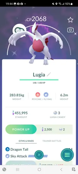 Pokemon Go (Stage 31) Shiny Legendary Lugia ( 3 Shinys ) - Image 2