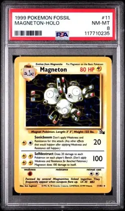 PSA 8 - 1999 Pokemon Fossil MAGNETON HOLO #11 (0235) - Image 1