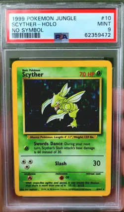 [PSA 9] Mint Pokemon 1999 Unlimited Holo Scyther Jungle No Symbol Error #10 Rare - Image 2